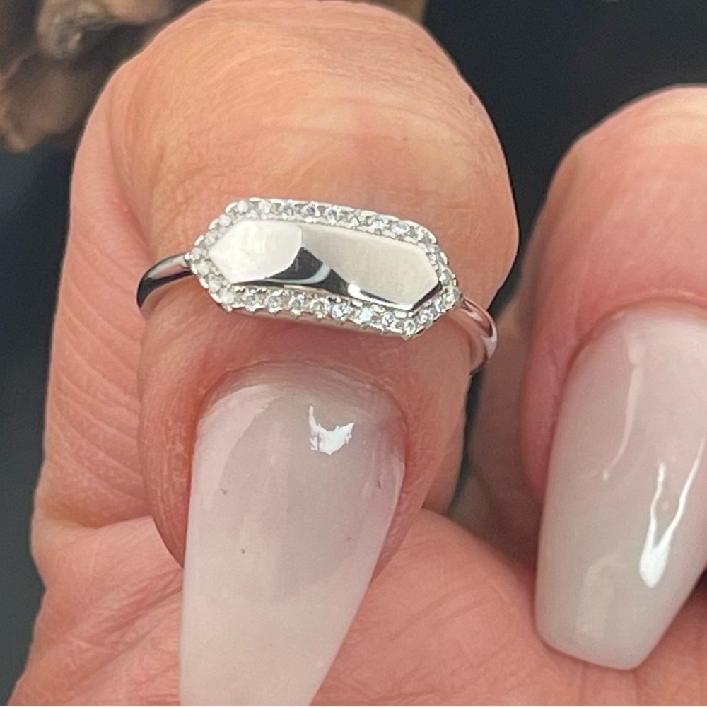 Solid 925 Silver Dainty Mirror Ring Size 5,6,7,8,9 - image 1